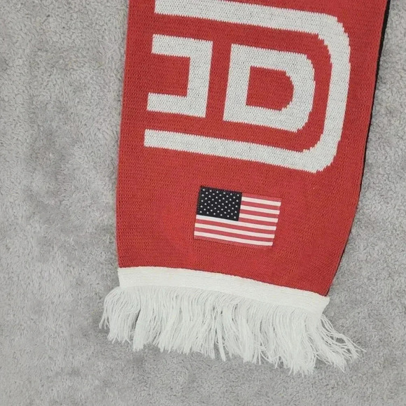 Roots USA Olympic Scarf Spell out Red White & Black 5" X 58" Fringe 29PT - Picture 6 of 8